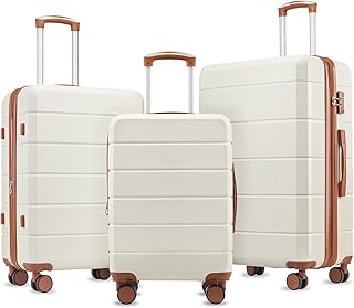 Luggage Sets 3 Piece, Expandable Hardshell Suitcase with TSA Lock & Silent Spinner Wheels, Lightweight Hardside Travel Suitcase Set for International Trips (20/24/28 in, White)