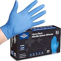 TitanFlex Heavy Duty 6-Mil Blue Nitrile Exam Gloves - Latex Free, Powder Free, Puncture Resistant Disposable Gloves for Mechanics