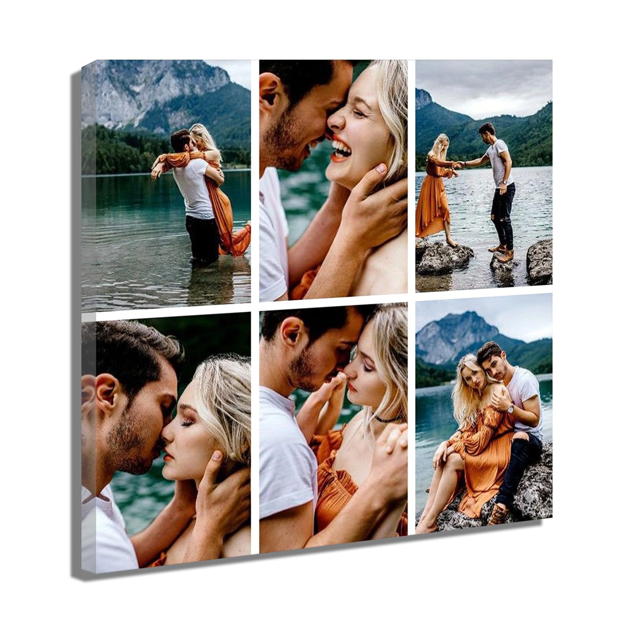 ZQQART Collage Picture Frames for Wall Canvas Prints with Your Photos Painting Custom Personalized Photo Gifts for Pets Family Baby Wedding (Teal,18"x18"(45x45cm))
