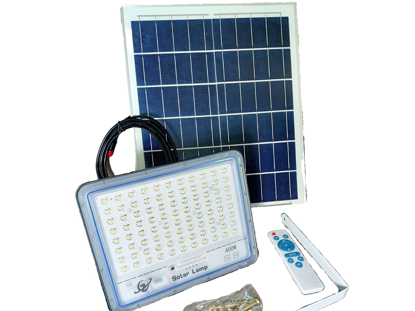 Generico FARO SOLARE 400W LED CON PANNELLO FARETTO CREPUSCOLARE TELECOMANDO IP66