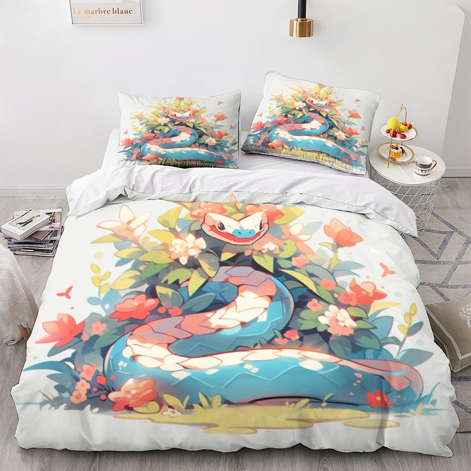 Ensemble de literie hypoallergénique serpent 3D pour lit king size 220x240