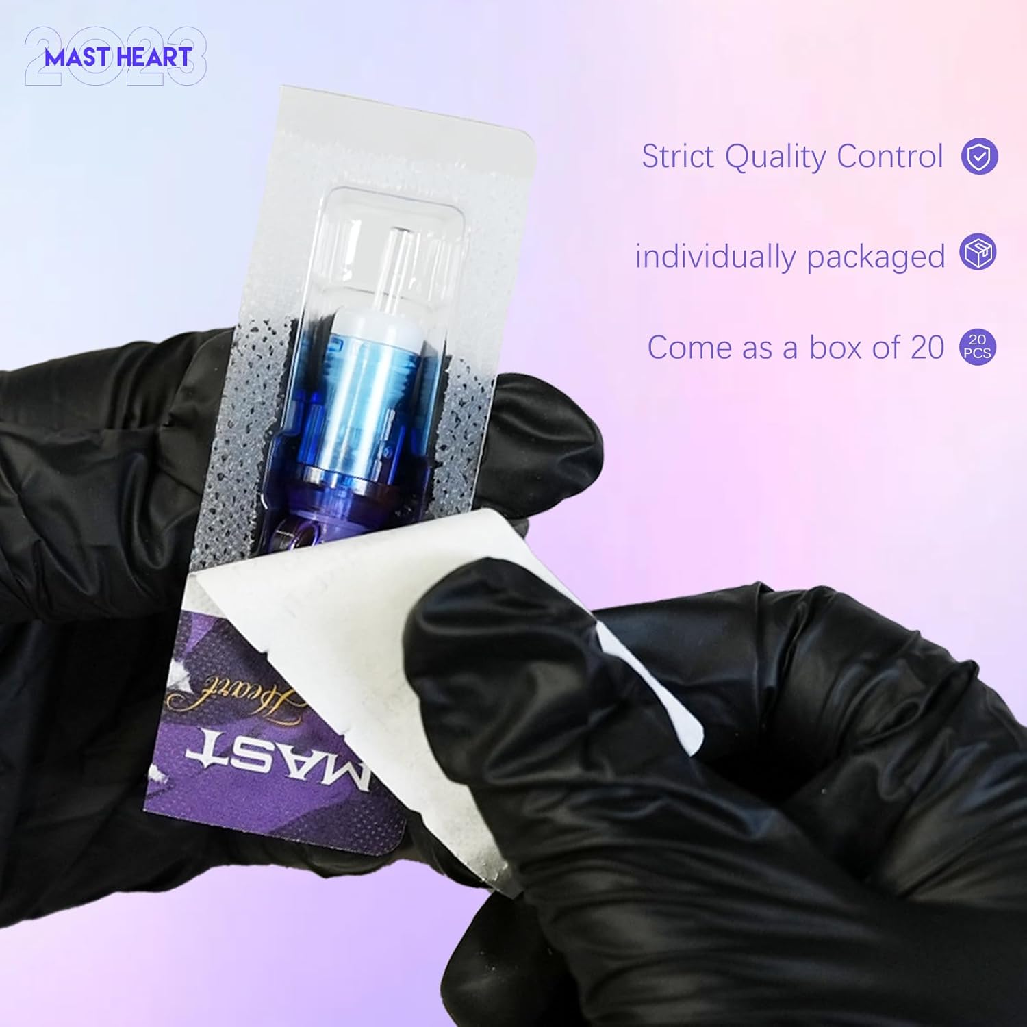 Mast Heart Tattoo Needles Cartridges 20Pcs Disposable 1001RL Round Liner Long Tips for Precision & Style