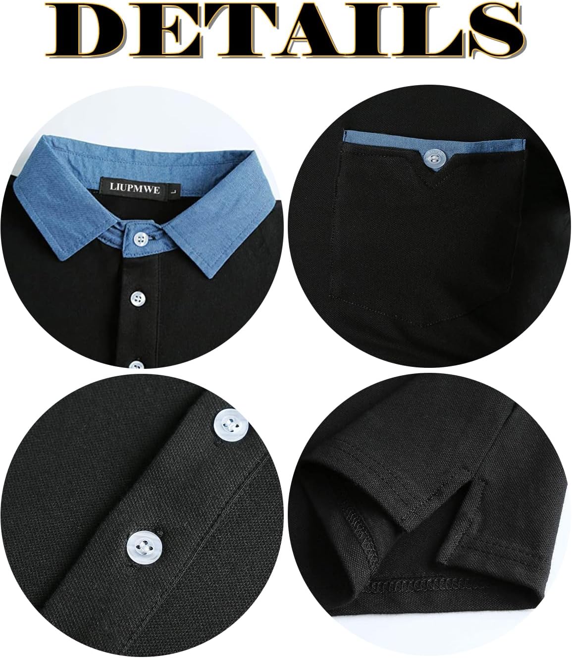 LIUPMWE Men's Shirt Long Sleeve Polo Shirt for Men Basic Slim Fit Long Sleeve Polo Men's Shirts with Pocket Golf Shirts - Image 5