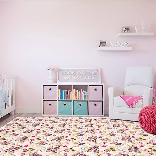 Miniatura 6 de Vibe bear Tapete de juego para bebés de 79 x 63 pulgadas, tapete de espuma más gruesa de una pieza, tapete de juego extra grande antideslizante para