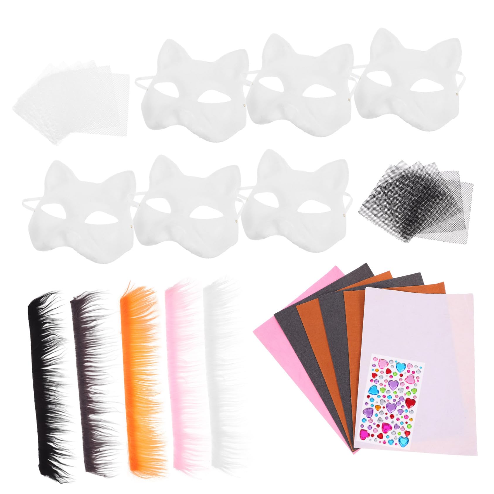 Katzen Gesichtsmaske Bausatz 1 Satz Papier, Filz, Mull und Kunststoff