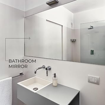 Custom Mirror Cut to Size - 1/4, 3/16, 1/8 Thickness - Flat Edge, Gym, Vanity Clear Reflective Surfaces - Wall Mirror Panels