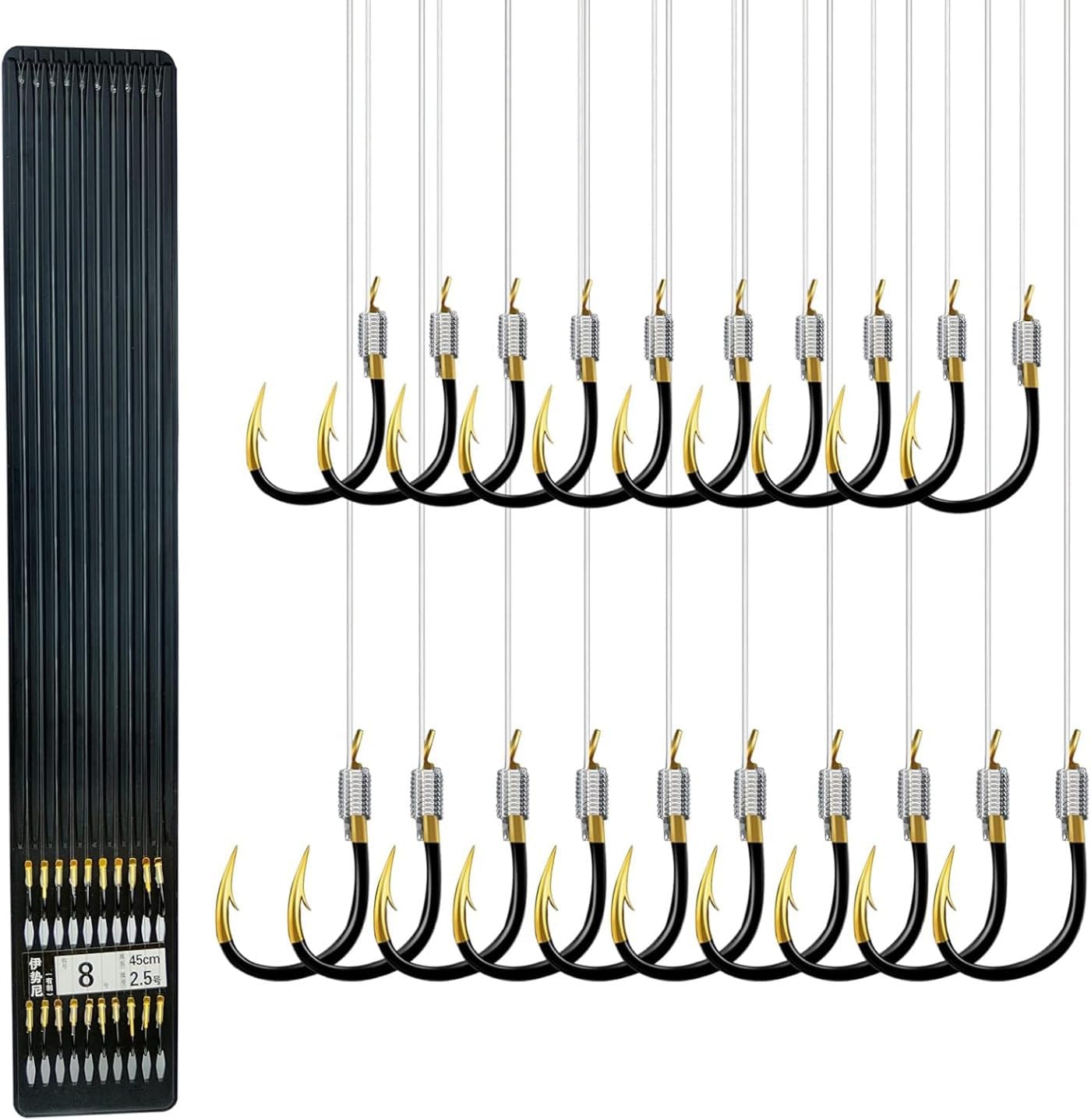 Pre-Tied Fishing Hooks with Line - Double Barbed Hooks Corrosion-Resistant Sharp Hooks for Freshwater & Saltwater Fishing