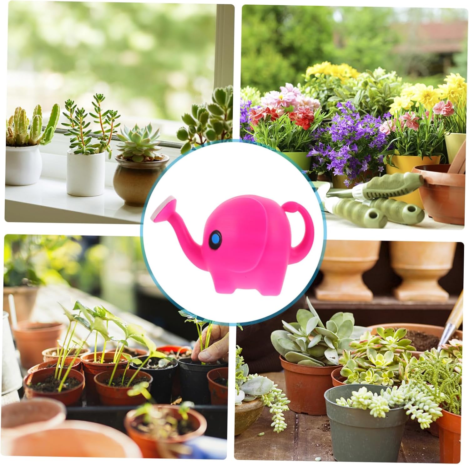 DOITOOL Elephant Watering Can Novelty Indoor Watering Can Watering for House Plants Toy with Shower Rosy