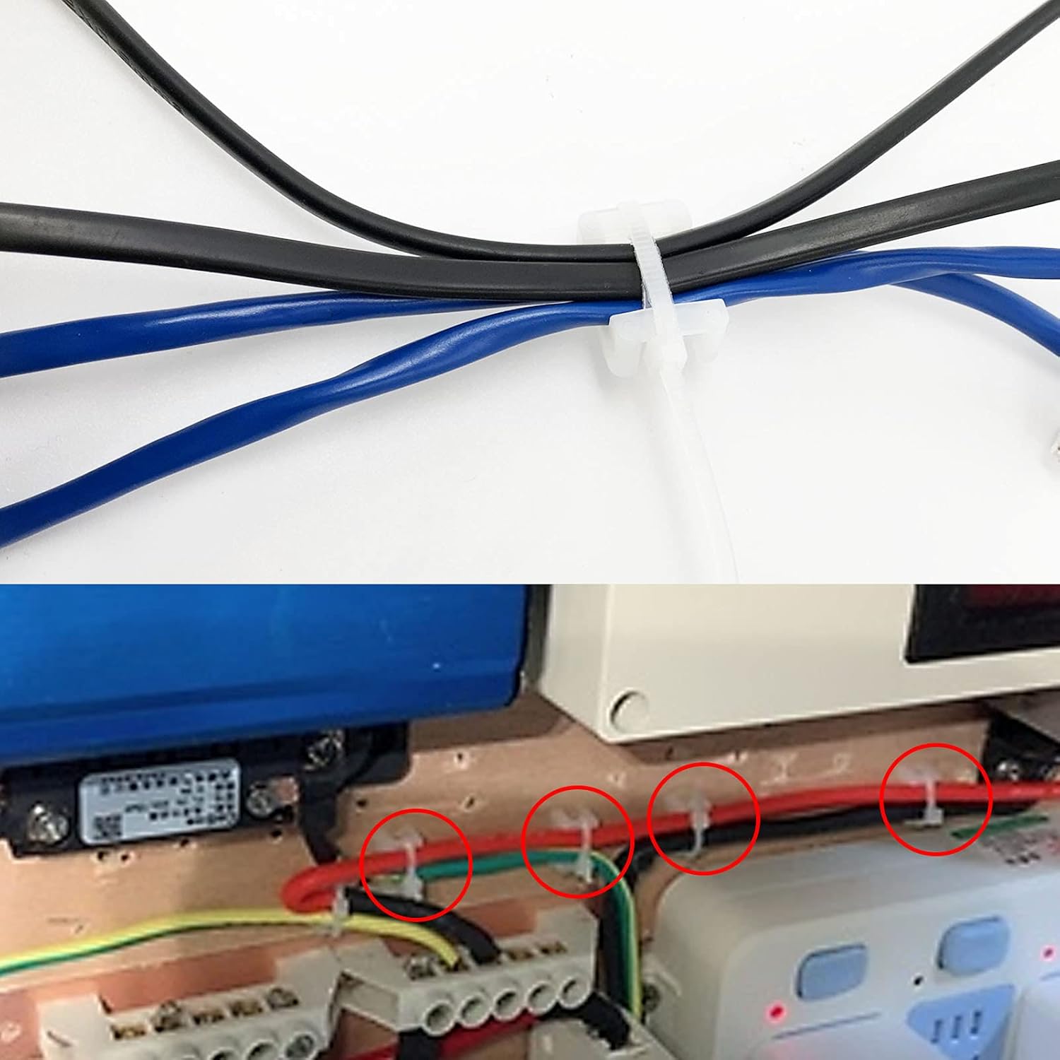 100 Pcs Cable Zip Tie Saddle Type Mount With Screw,100 Pack 6" Cable Ties, High Strength, Black Cable Zip Tie Mounts Kit For Wire Management,Electronic Cord Organizer Clip (Small, White)