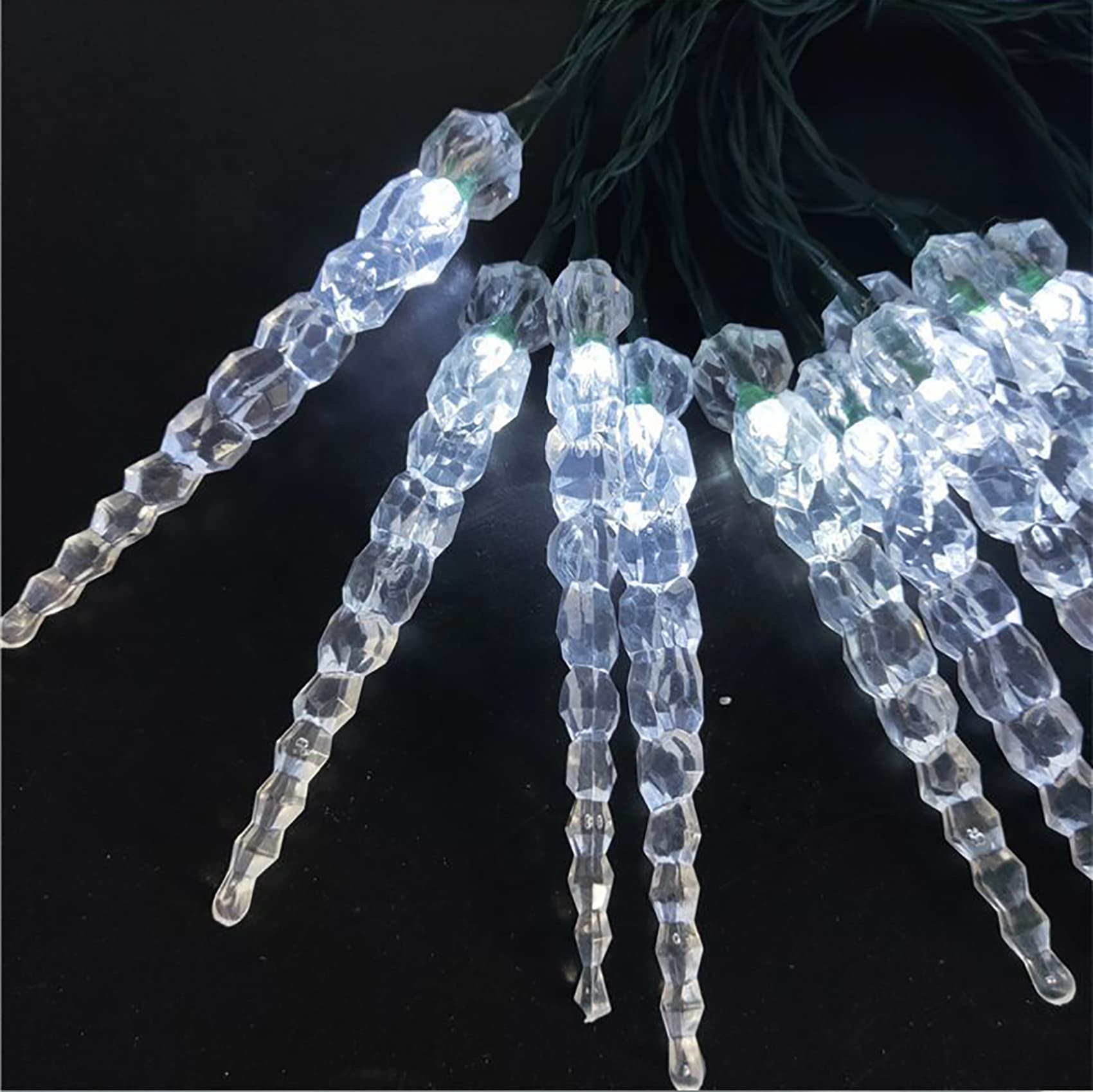 Solar Eiszapfen Lichter 23FT 50 LED Wasserdichte Lichterkette Netzlicht Solar/USB-Betrieben 8 Modi Christbaum Lichterkette für Garten Balkon Room Tor Hof Party (Bianco)