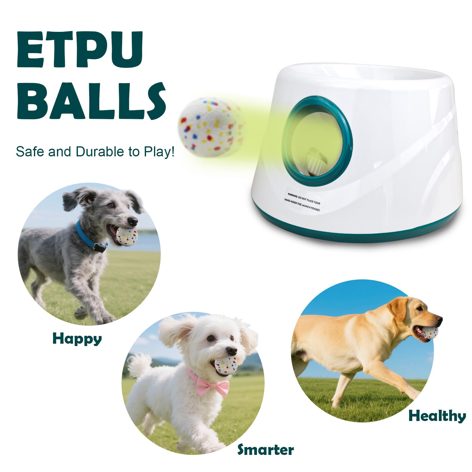 MEKAPLE Lanceur de balles automatique pour chien, lanceur de balles interactif amélioré pour chiens de petite et moyenne taille, distance réglable, jouets stimulants mentaux pour chien avec 4 balles