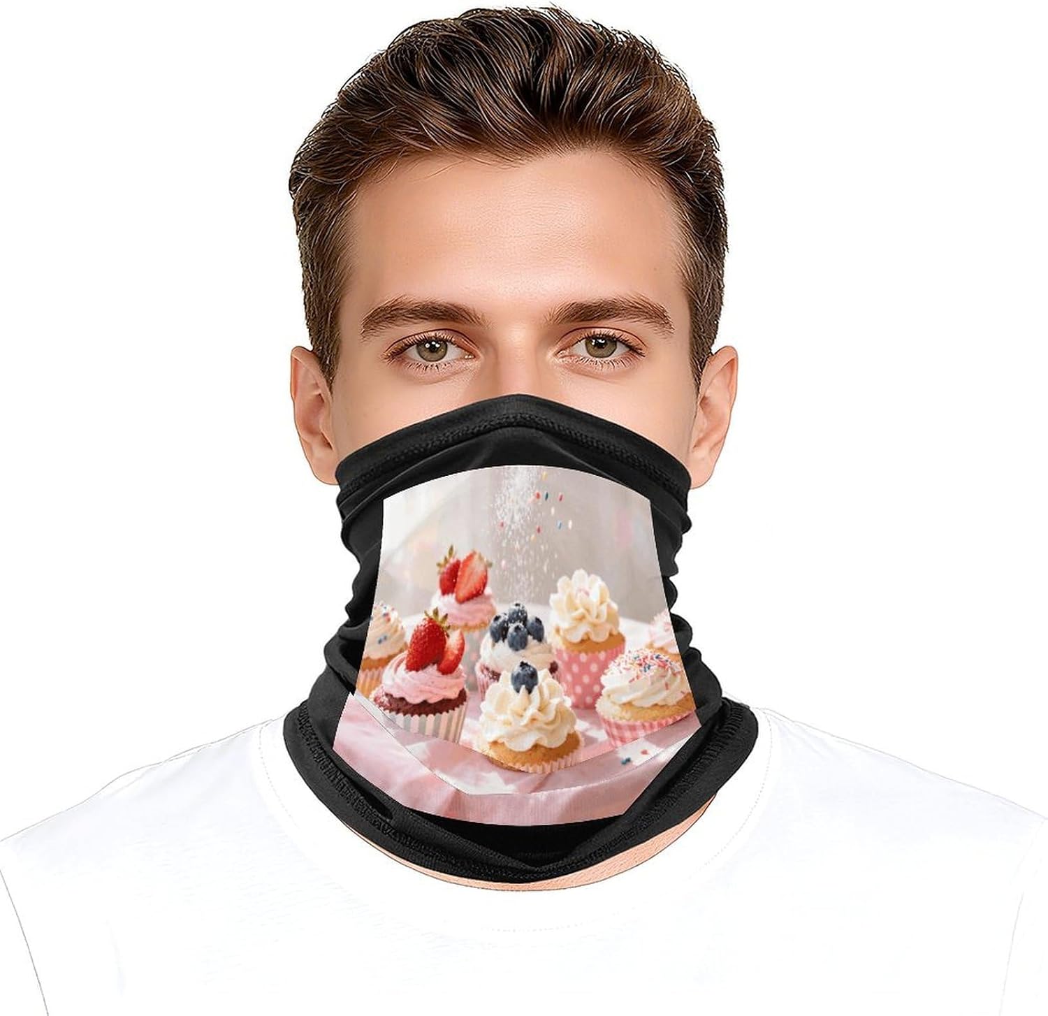 Colorful Cupcake Art Neck Gaiter Ice Silk Neck Gaiter image 4