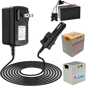 12V Battery Charger Replacement for Fisher-Price Power Wheels, Compatible with Gray Battery & Orange Top Battery - Charging Adapter for All 12V Ride-On Toys & Cars