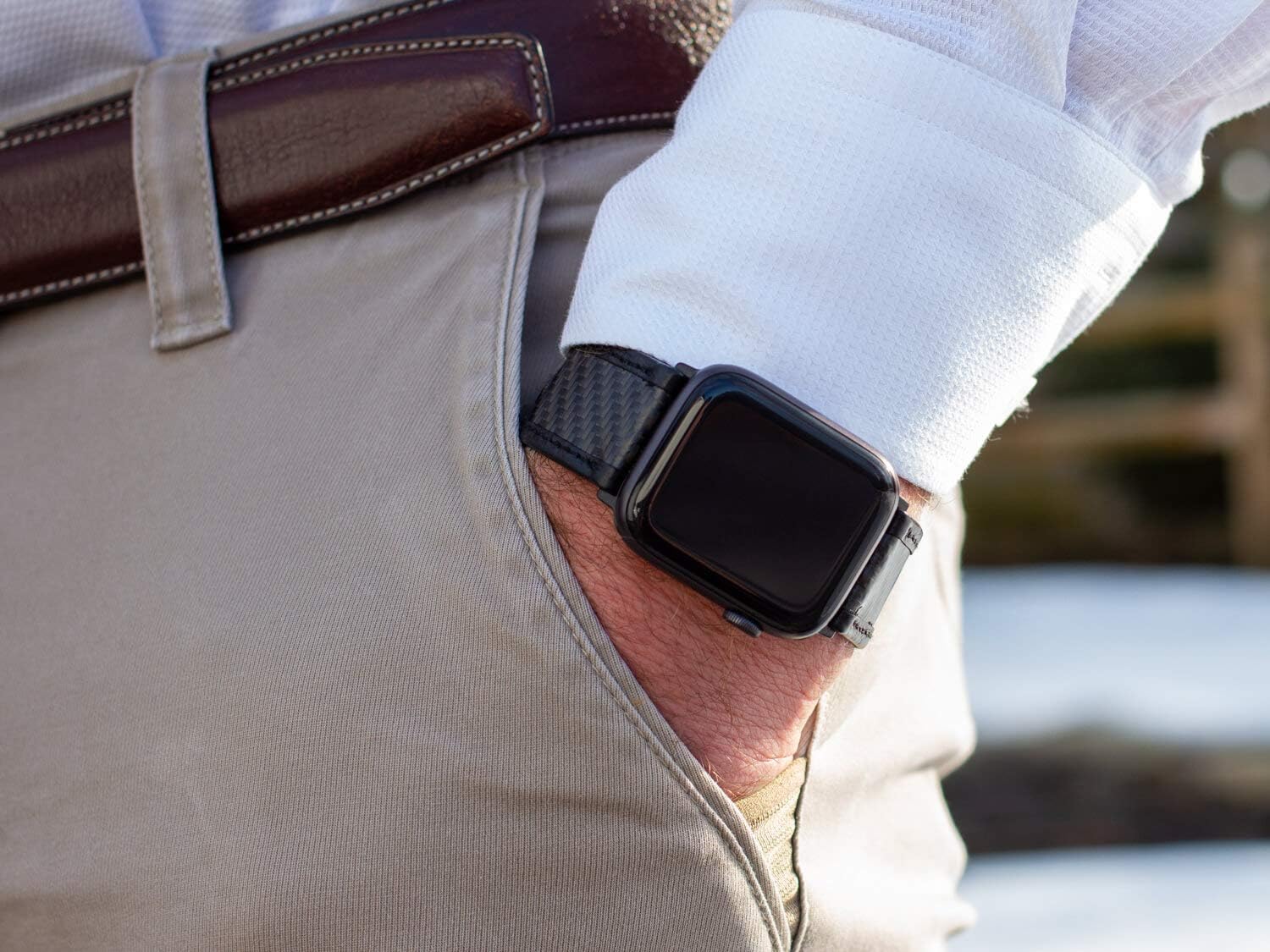 CarboBand Real Carbon Fiber Watch Band for Apple Watch 44mm Series 4/5/6/SE, 42mm Series 1/2/3