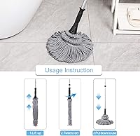 Vista 3 de Eyliden Trapeador con 2 cabezales de microfibra reutilizables, trapeador giratorio fácil de escurrir, mango largo de 57.5 pulgadas, mopa húmeda