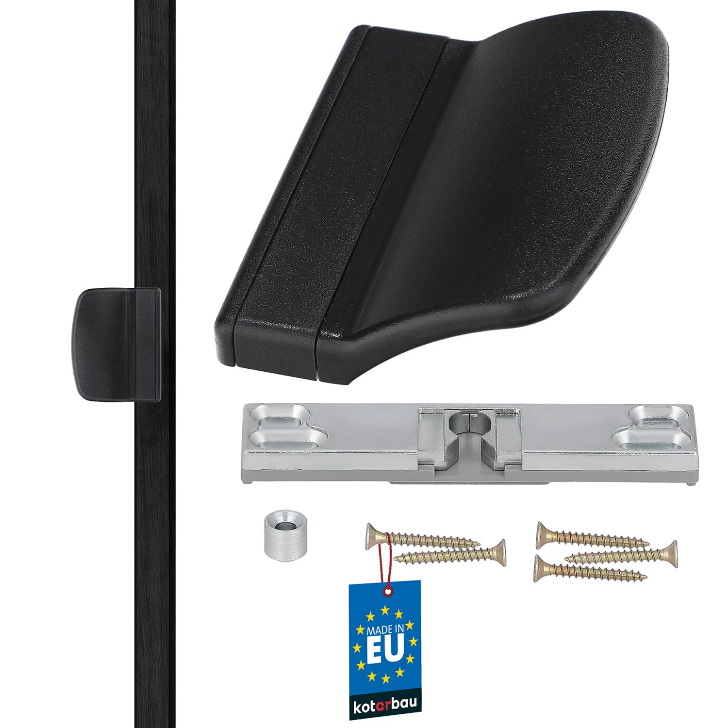 KOTARBAU Balcony Door Catch Practical Balcony Door Handle Black Safe Smoking Patio Door Look Handle Close Handle Shell Universal — image 1