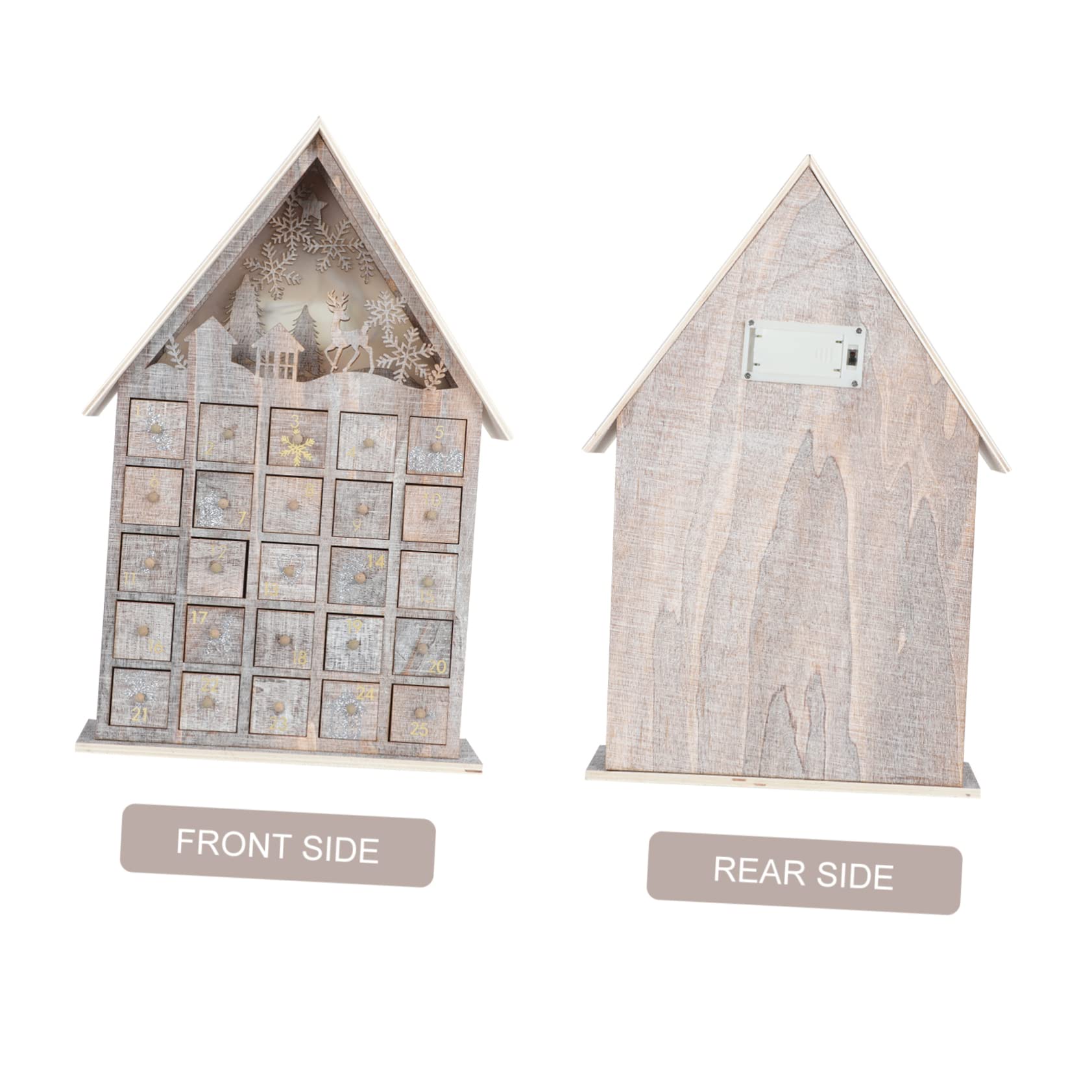 iplusmile Schubladenkalender Weihnachtsdekoration Kreativ Holz für Junge Mädchen Süßigkeiten Spielzeug Aufbewahrung Adventskalender mit Schublade für Zuhause