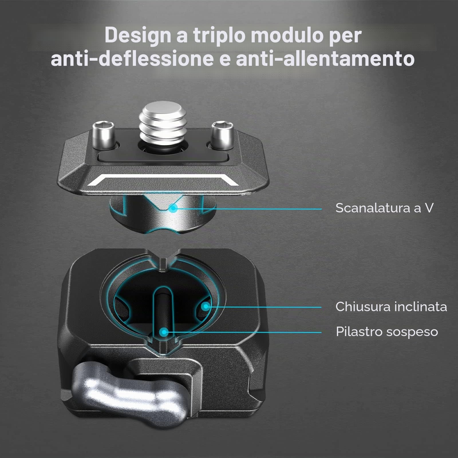 SMALLRIG Braccio Magico HawkLock Drop-in con Doppia Testa a Sfera a Sgancio Rapido (Vite 1/4"-20) Supporto Monitor per Monitor da Campo, Luci, Registratori Audio - 3515C