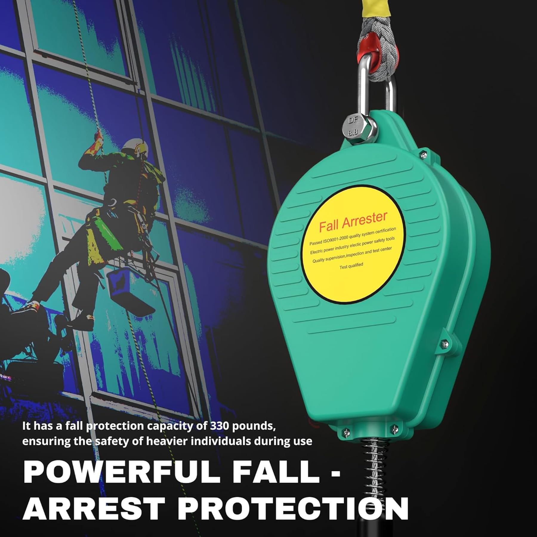 Antichute a Rappel Automatique 3-20m, Stop Chute Toiture(3m) | Harnais de Securite Anti Chute Toiture avec Crochet, 150KG Équipement de Protection Individuelle pour Haute Altitude