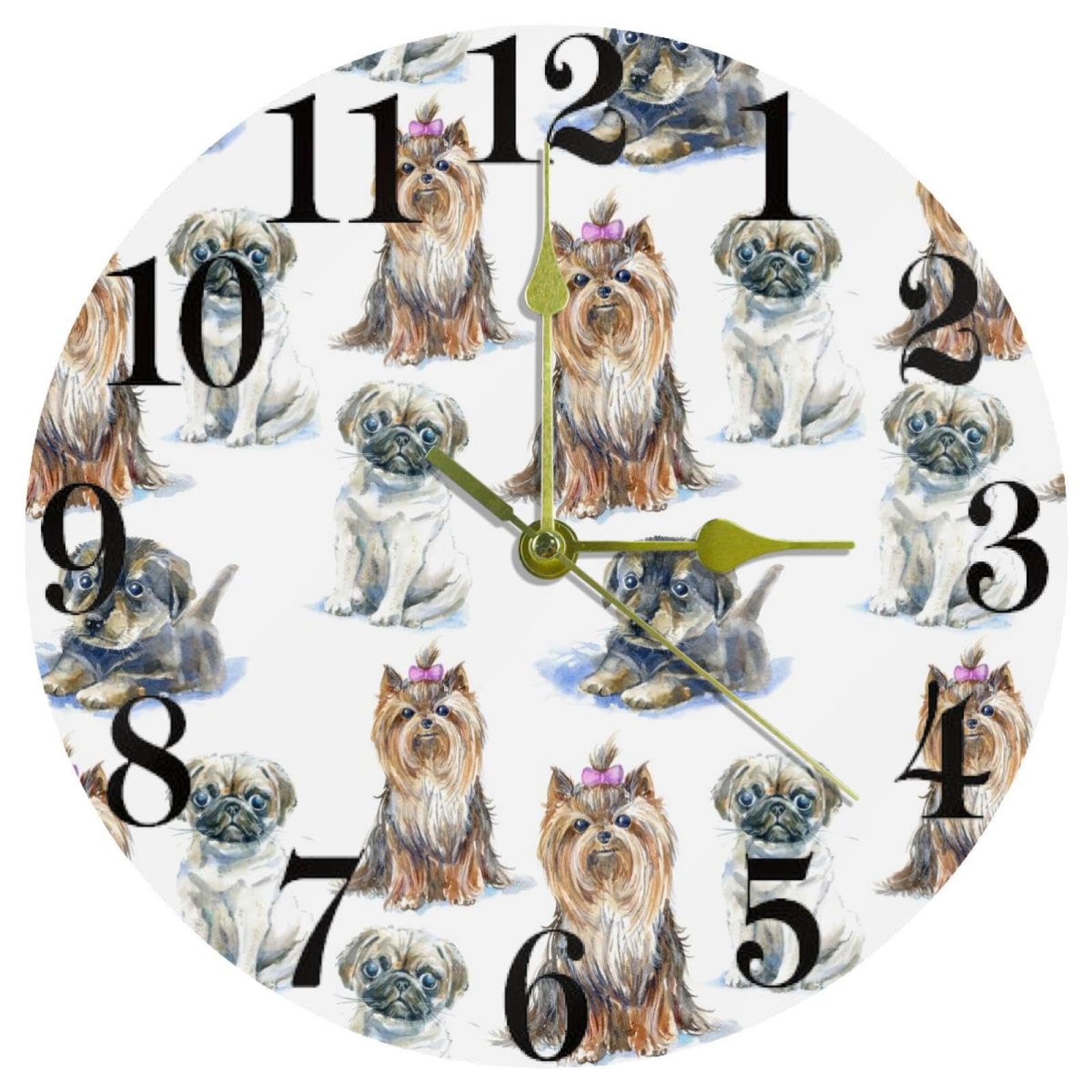 Horloge murale à piles teckel pour décorer la cuisine et la maison