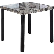 Britney 36" x 36" Transitional Square Faux Marble Counter Height Table Top with Dark Espresso Finish Legs, Indoor Dining Table for 2-4 People, Modern Dining Table for Small Spaces, Espresso Finish