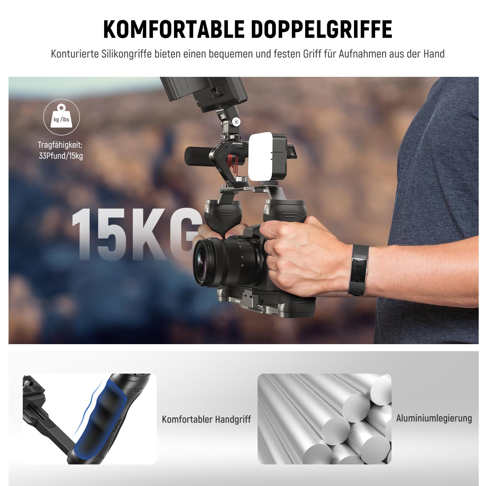 Neewer Videokamera Käfig Rig mit Arca Typ Schnellwechselplatte – Bild 4