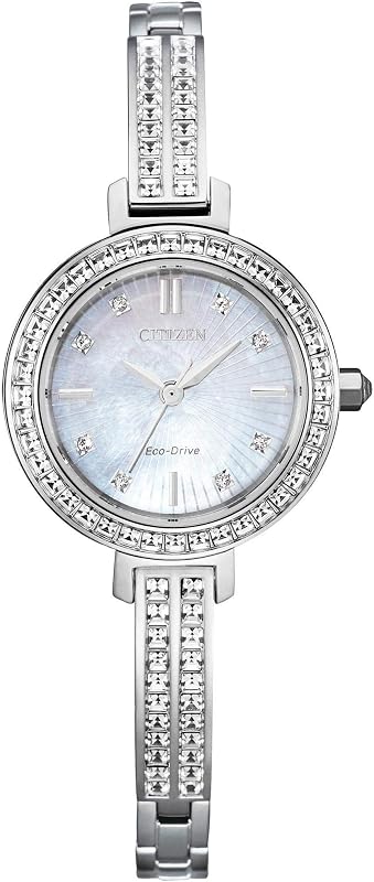 Reloj clásico con brazalete de cristal Eco-Drive Dress para mujer