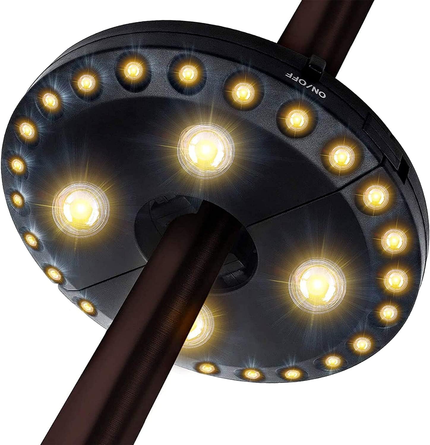 Umbrella Light, 3 Brightness Levels, 200 Lumens, Cordless 28 LED Lights, 4 x AA Battery Operated, for Patio Umbrella Pole, Camping Tents (Warm White)