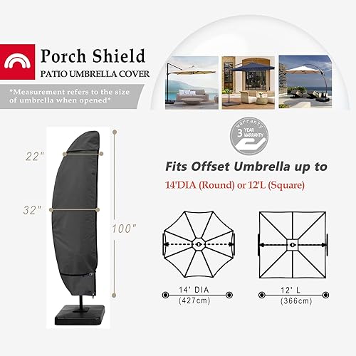Miniatura 2 de Porch Shield Funda para Sombrilla de Patio - Cubierta Impermeable para Exteriores de Jardín para Sombrilla Offset Banana Parasol se Adapta a