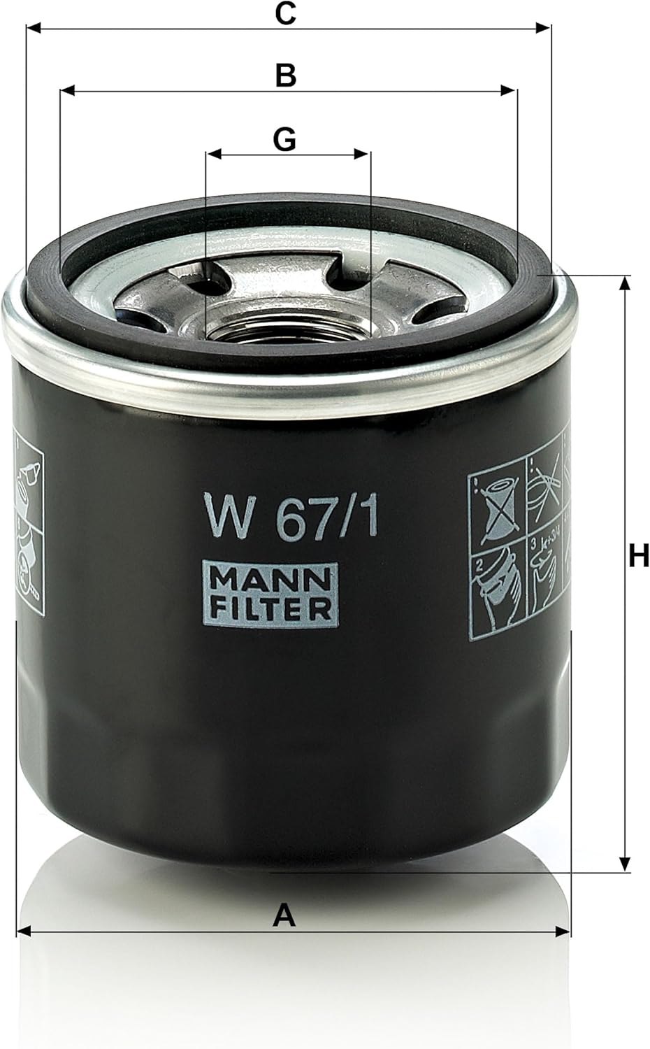 MANN-FILTER W 67/1 Spin-On Oil Filter Compatible With Infiniti, Subaru, Mazda and Nissan models