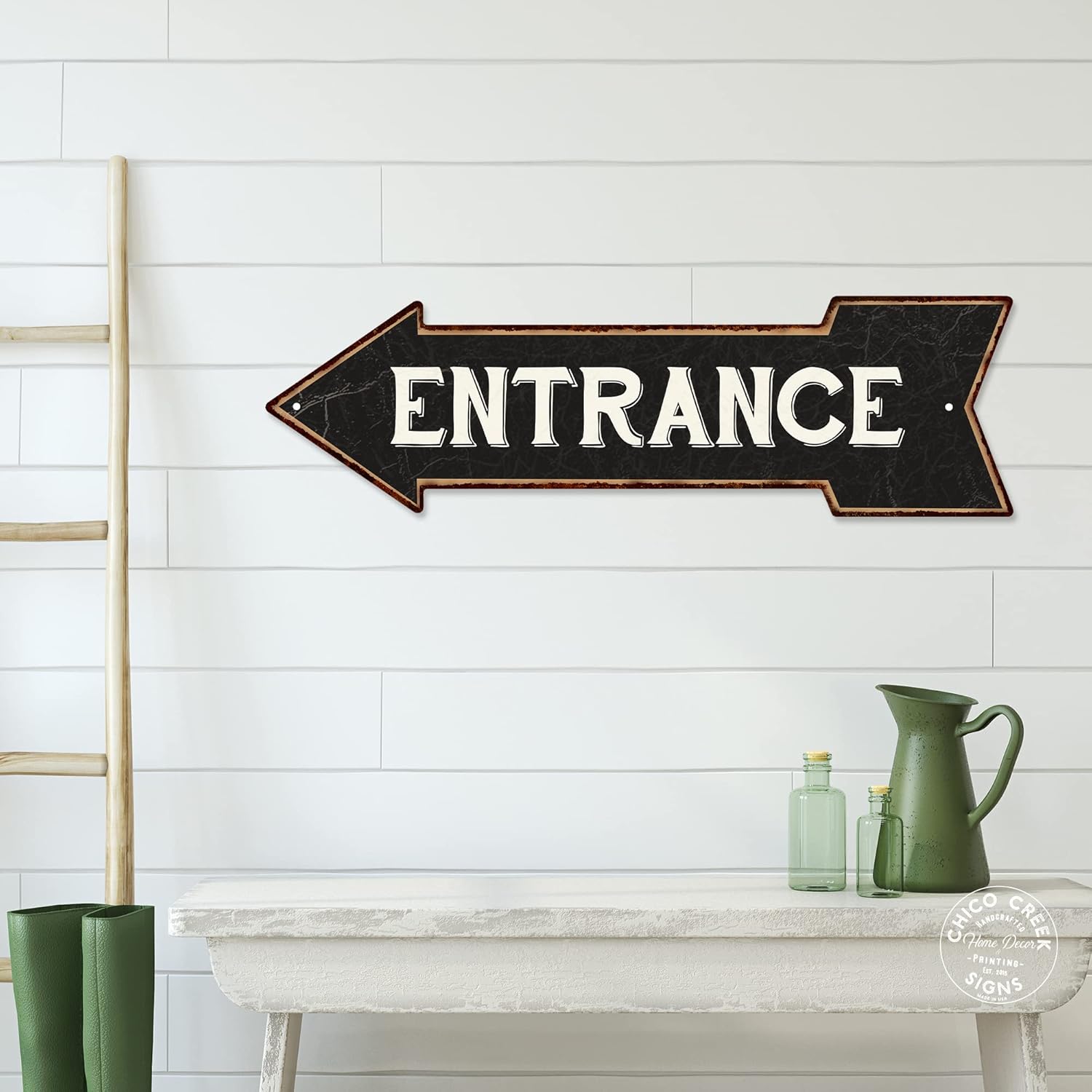 Entrance Sign Arrow Left Business Sign Vintage Looking Sign Exit 5x17 205170004017