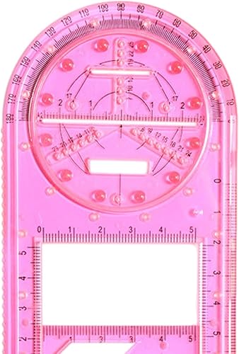 Miniatura 6 de Regla de dibujo de matemáticas, plantilla de dibujo geométrico, regla de borrador de medición, regla geométrica multifuncional, color rosa