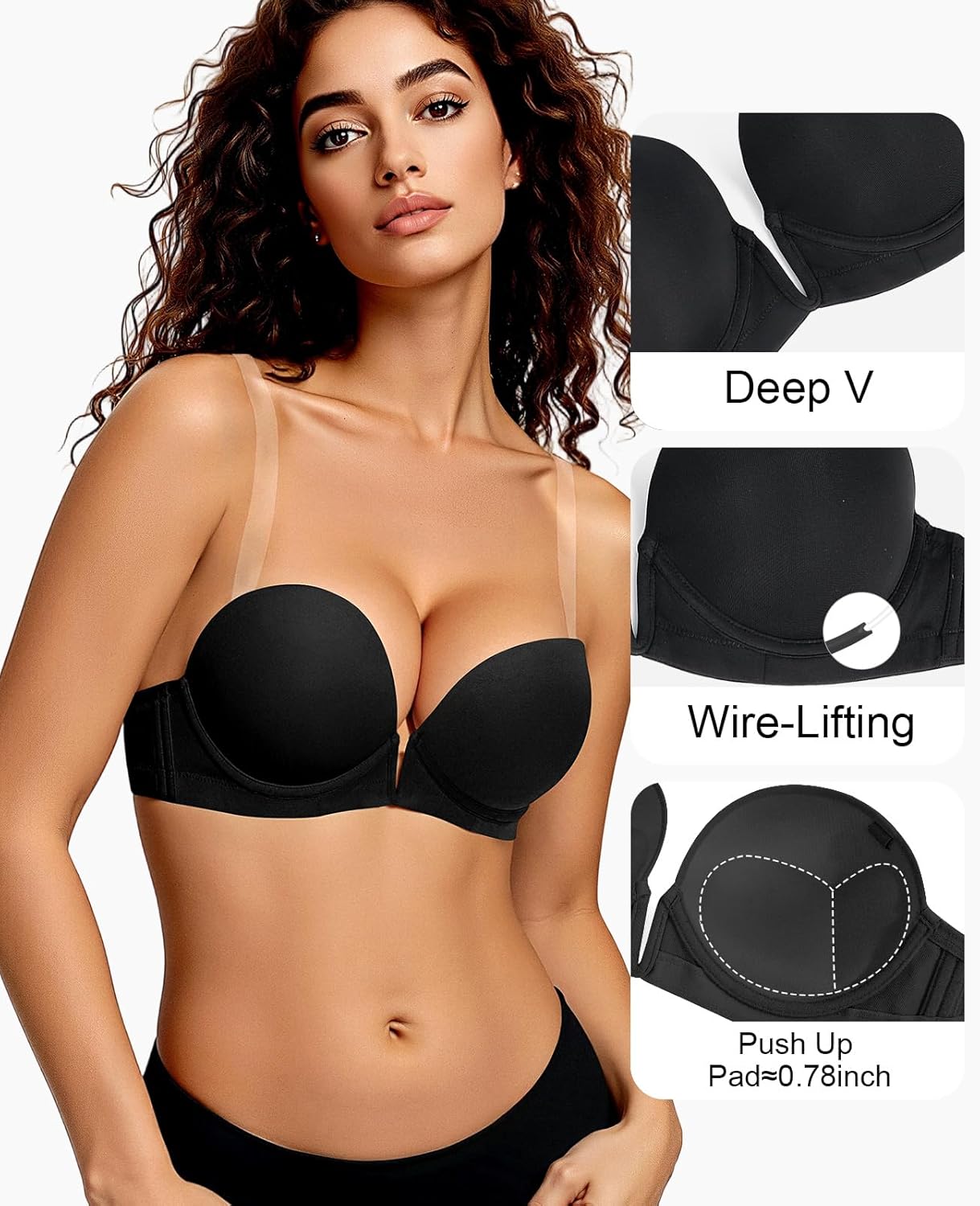 Women's Backless Bra with Clear Back Straps - Image 2