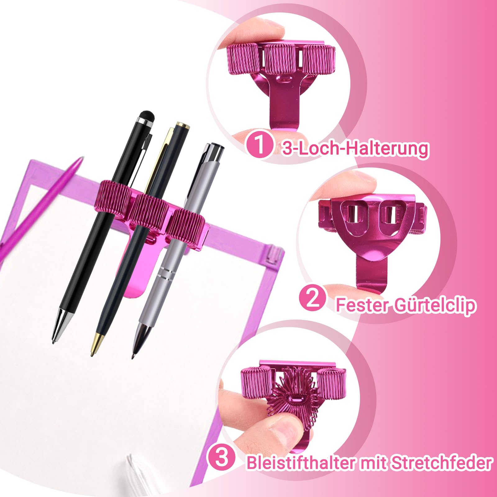 3 stuks roségouden penhouders, pennenhouder, holle make-up-opbergdoos, pennenhouder