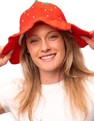 Vista 4 de ComfyCamper Strawberry Shortcake Hat Bonnet for Women and Girls - Costume Cosplay Womens Halloween Costumes Berry Costume