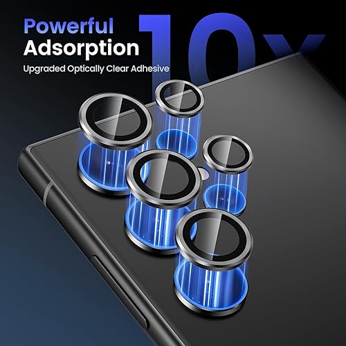 Miniatura 27 de Tensea Protector de lente de cámara Samsung Galaxy S24 Ultra 5G, protector de pantalla de vidrio templado 9H, anillo individual de metal para S24