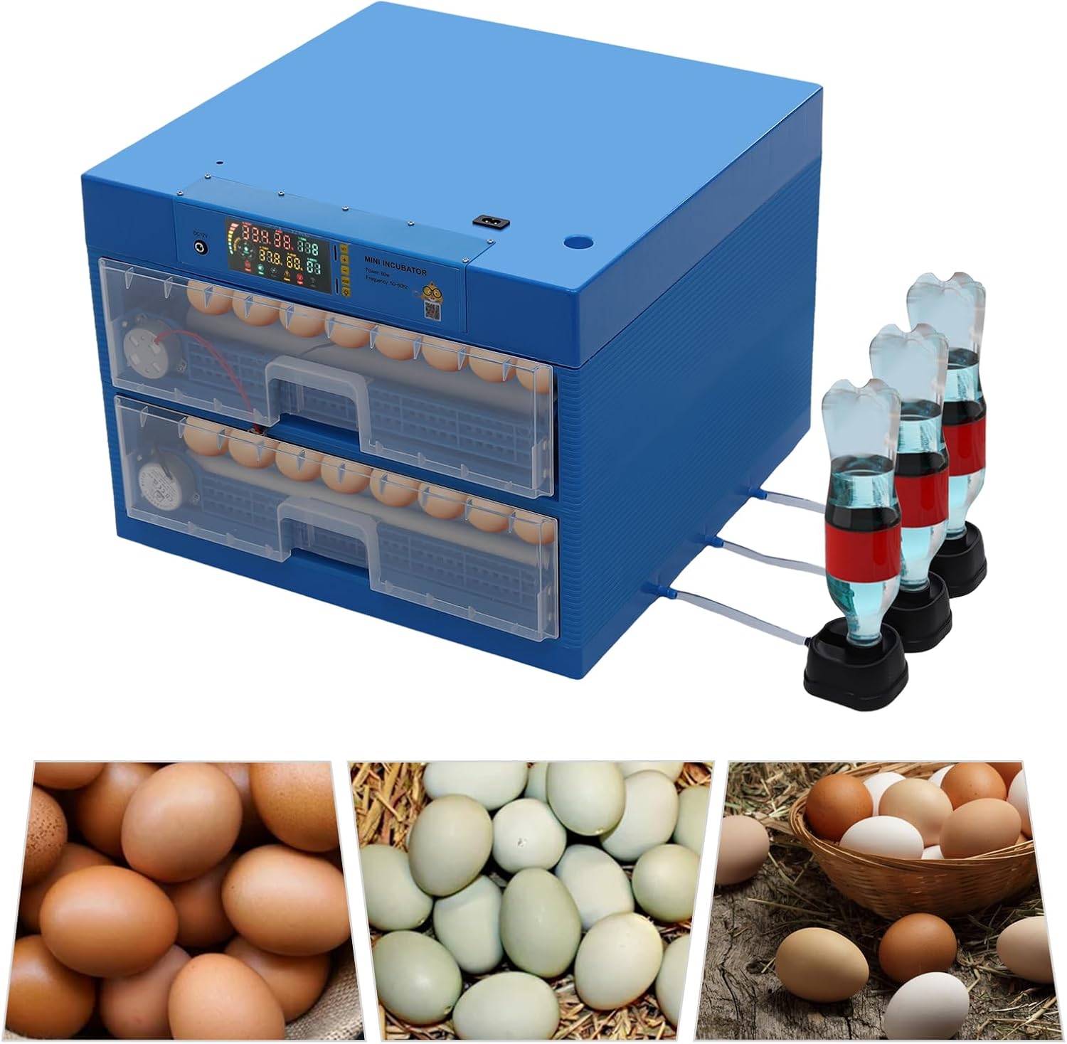 Automatic Digital Egg Incubator for 128 Eggs - Premium Poultry Hatcher with LED Display, Auto Temperature & Humidity Control for Chickens, Ducks, Quails