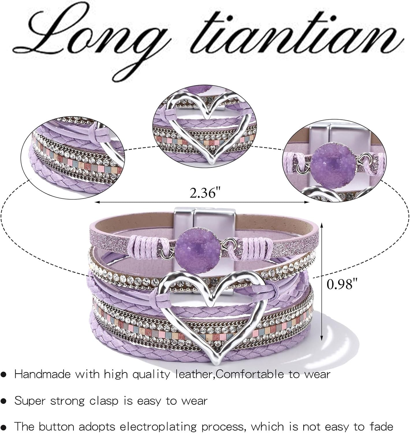 Long tiantian Boho Leather Wrap Bracelets Gifts Trendy Stuff Layered Bangles Bracelets for Women Modern Stackable Infinity Bracelets Bohemian Jewelry Gifts for Women Birthday Christmas Gifts Stocking Stuffers - Image 4
