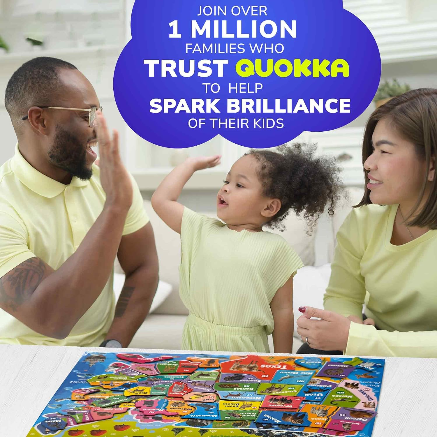 QUOKKA Magnetic Puzzles for Kids Ages 4-6 - Realistic USA Map Puzzles for Toddlers 3-5 - Montessori Educational Toys for 2-4 Years Old - United States Geography Learning Games for Kids 5-8