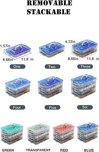 Miniatura 9 de Contenedor organizador de refrigerador, recipientes de plástico para almacenamiento de alimentos con tapa, 3 capas, sin BPA, apilable organizador de