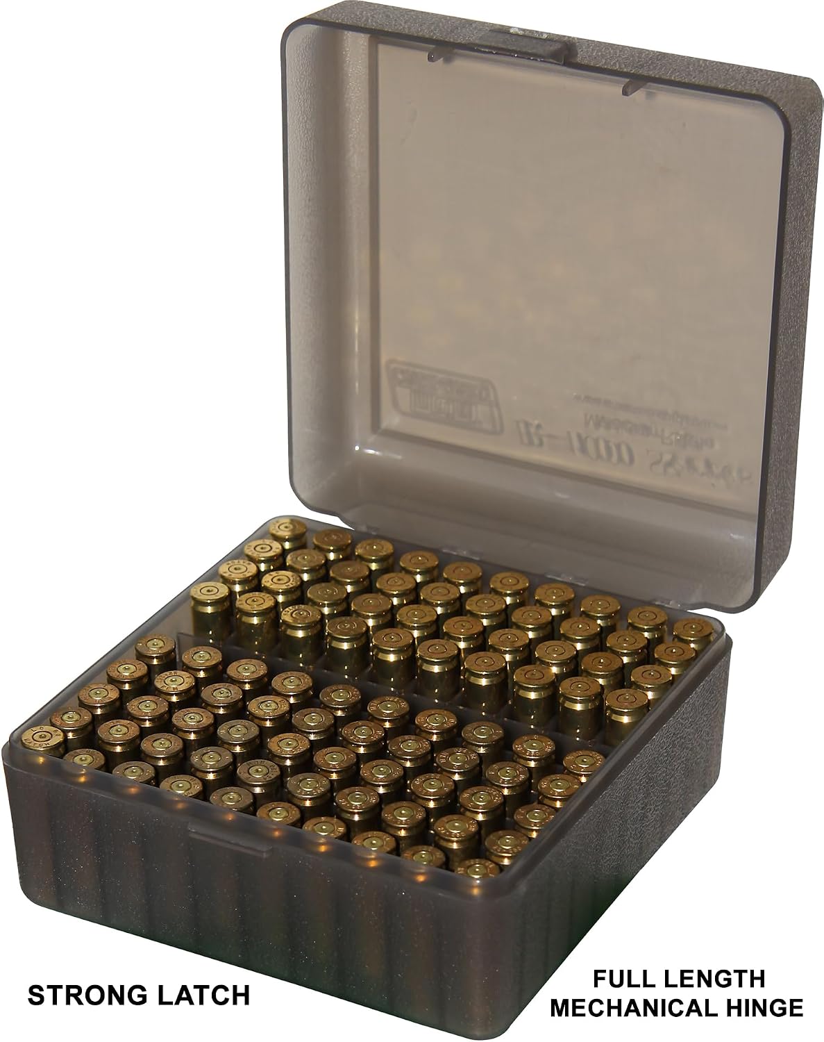 MTM 100 Round Flip-Top Rifle Ammo Box, Medium, Clear Smoke