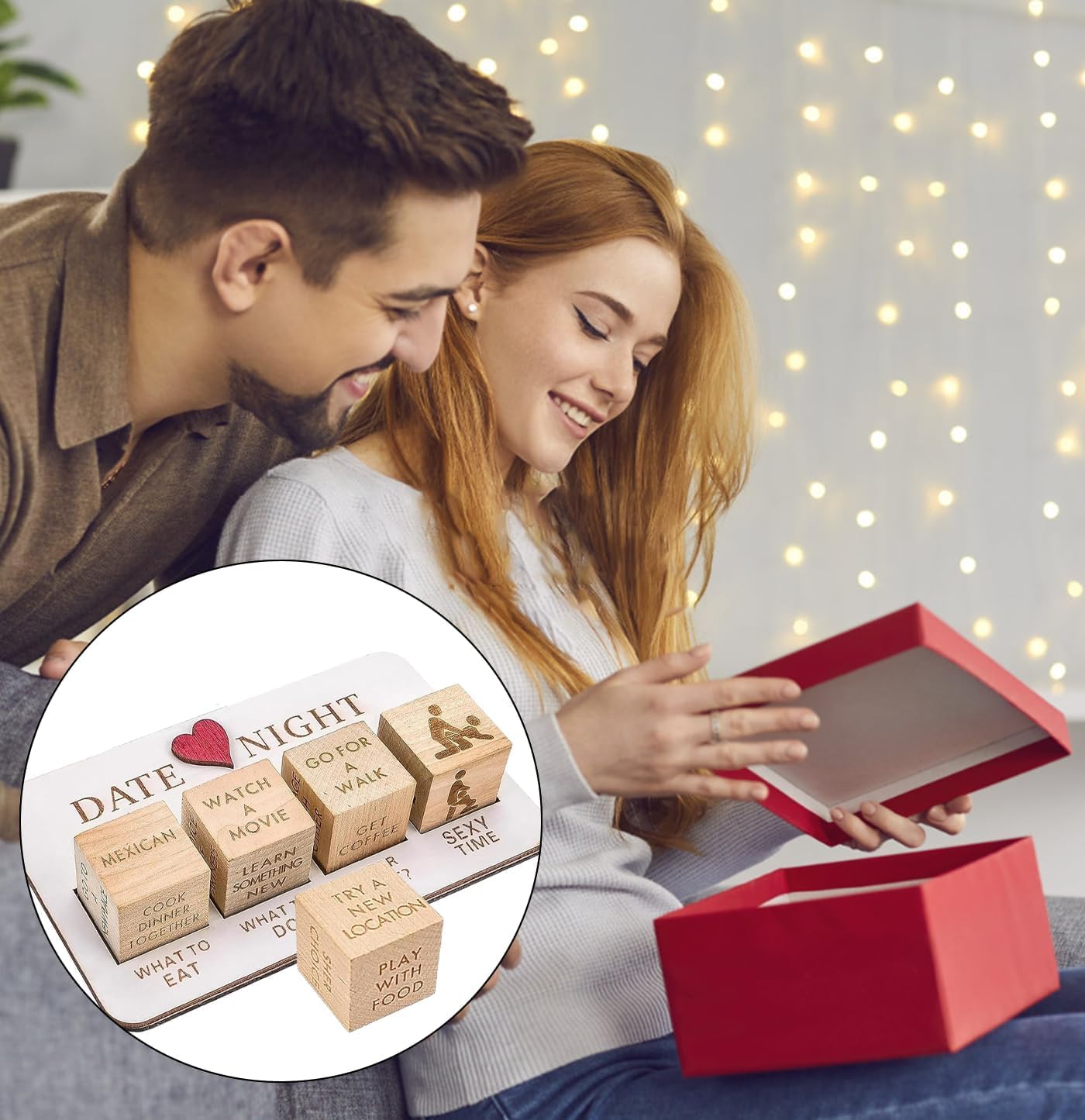 Date Night Dice for Couples,Dice for Date Night Valentine,Couples Night Date Wooden Dice Game,Couples Game Set,Funny San Gift