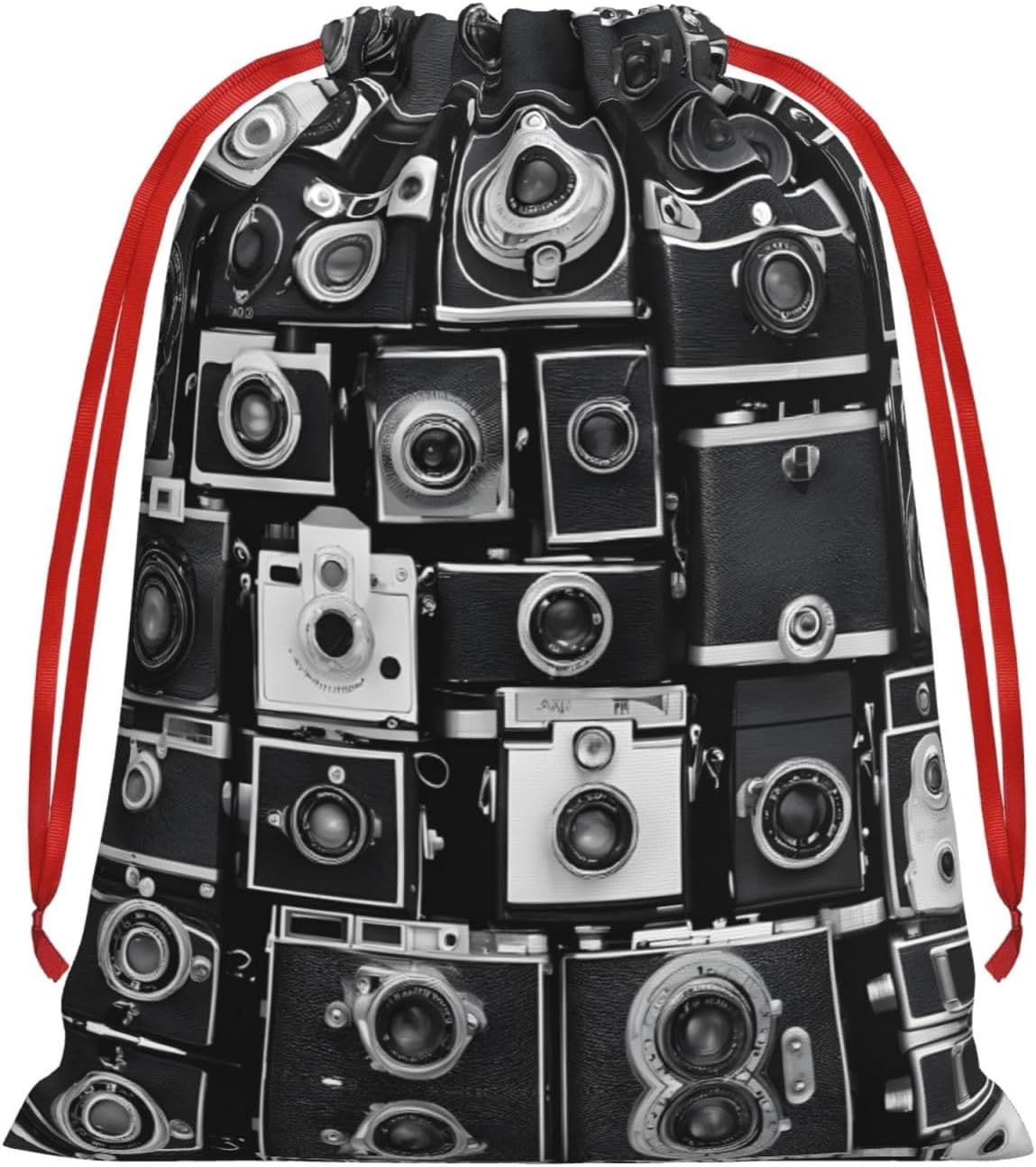 WYNWWSZA Retro Cool Camera Collection Print Drawstring Gift Bag Durable Wear Resistant Reusable Gift Bag