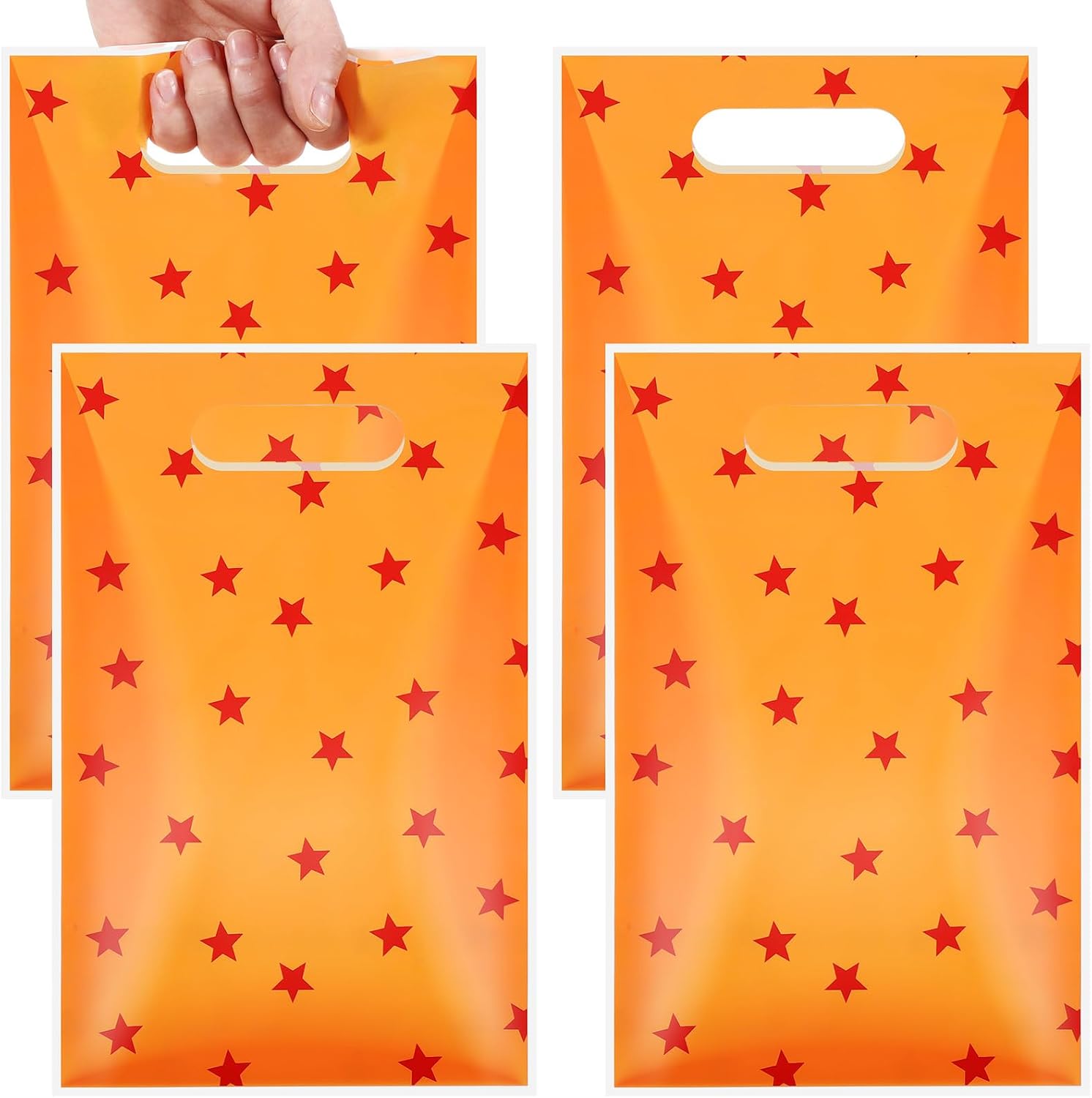 50 Pcs Anime Party Favor Bags Yellow Red Star Cartoon Birthday Decorations