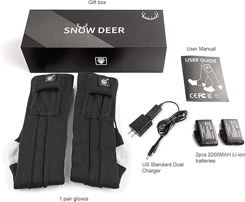 Miniatura 25 de SNOW DEER Calcetines térmicos eléctricos recargables mejorados, 7.4 V 2200 mAh, alimentados por batería, calcetines de calor para clima frío