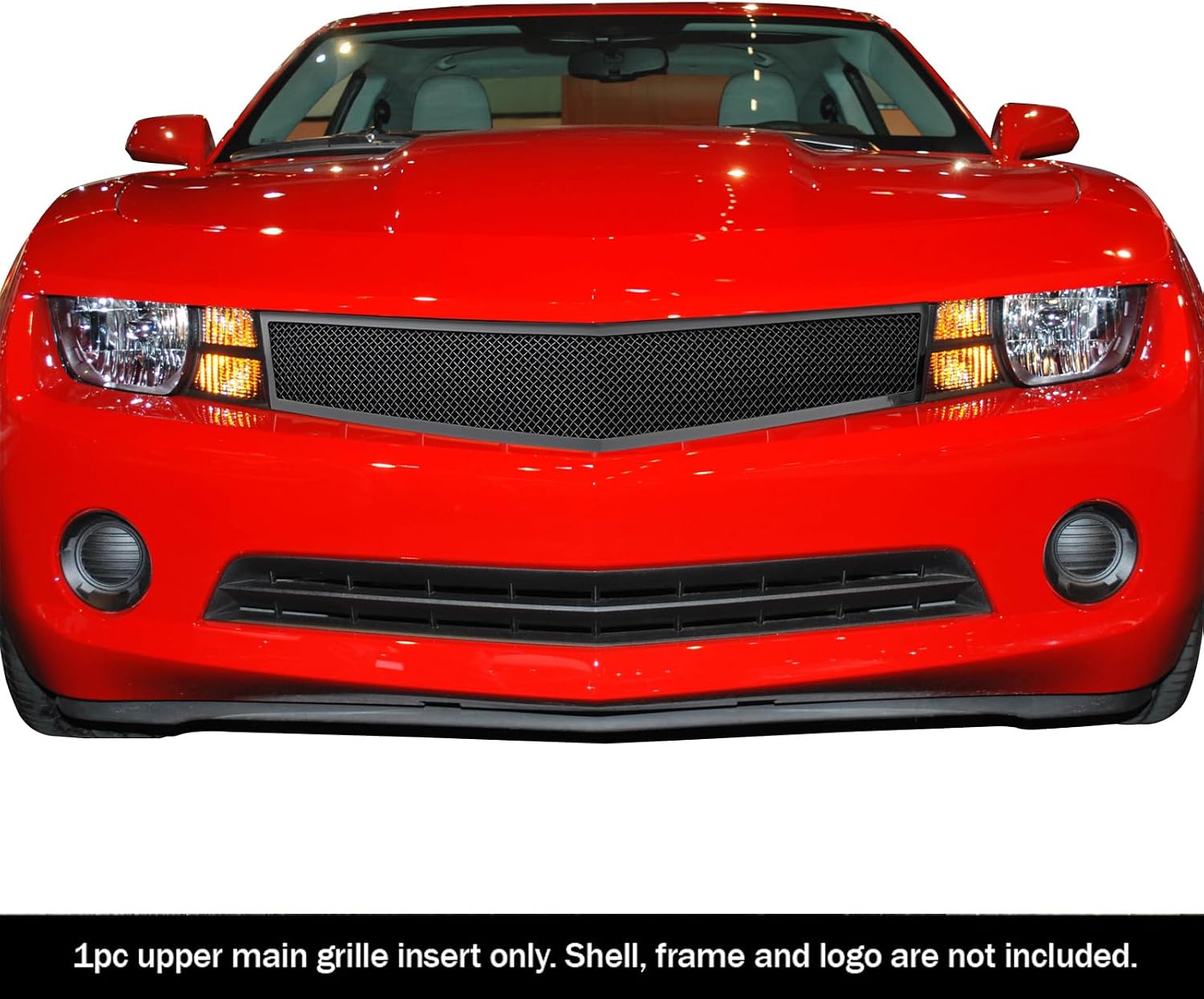 APS Compatible with Chevy Camaro 2010-2013 Short Main Upper Stainless Steel Black Mesh Front Grill Grille Insert S18-H12767C
