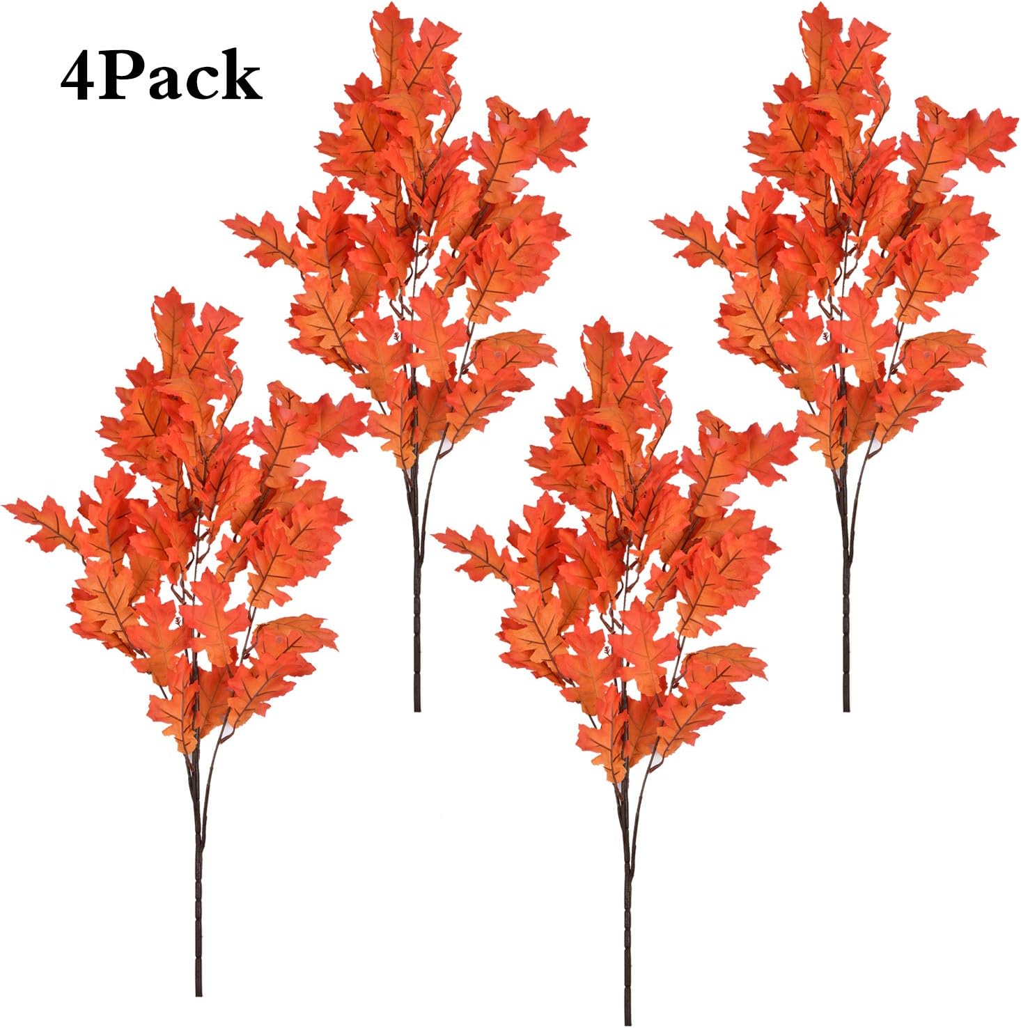 Amazon Com 4 件組人造楓葉莖35 英吋 約 1 公分 秋葉枝感恩節秋葉秋季裝飾 居家與廚房