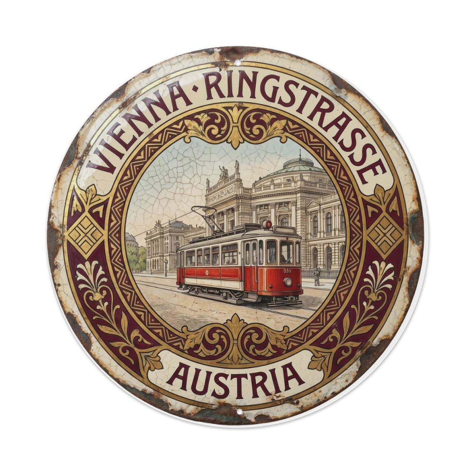 Vintage Travel Vienna Tram Austria Metal Tin Sign