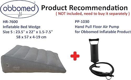 Miniatura 4 de ObboMed HR-7600 Almohada inflable portátil de cuña para cama con superficie de terciopelo para dormir, viajes, vacaciones de viaje, indención