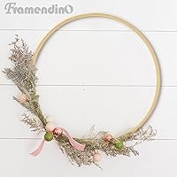 Vista 3 de Framendino, Paquete de 10 anillos de aro de bambú de madera macramé, corona floral para bricolaje atrapasueños, decoración de boda y manualidades